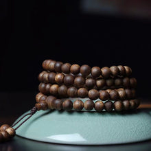 Load image into Gallery viewer, Wild Agarwood Bracelet 108 Mala from Cambodia 8mm Diameter Beads Genuine Agarwood
