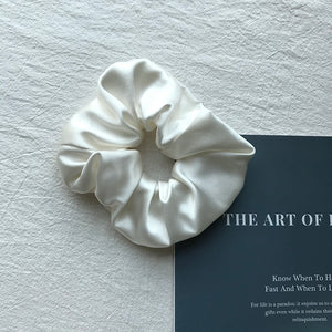 LUXE 100% Pure Mulberry Silk Large Hair Scrunchie-( Ivory , 30 momme)